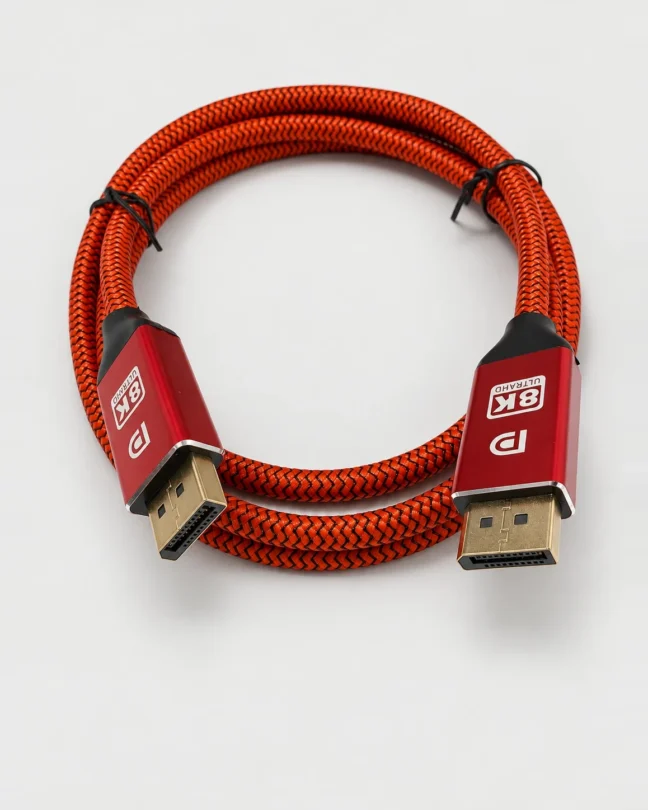 Câble DisplayPort 1.4 tressé rouge, 1,5 m, connecteurs plaqués or